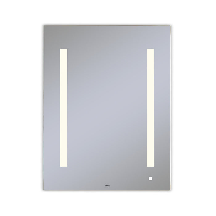 AiO 23-1/8" x 29-7/8" x 1-1/2" lighted mirror with LUM lighting at 2700 kelvin temperature (warm light), dimmable, USB charging ports and OM Audio