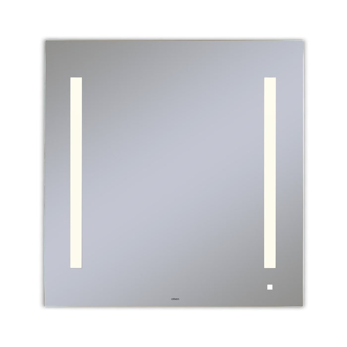 AiO 29-1/8" x 29-7/8" x 1-1/2" lighted mirror with LUM lighting at 2700 kelvin temperature (warm light), dimmable and USB charging ports