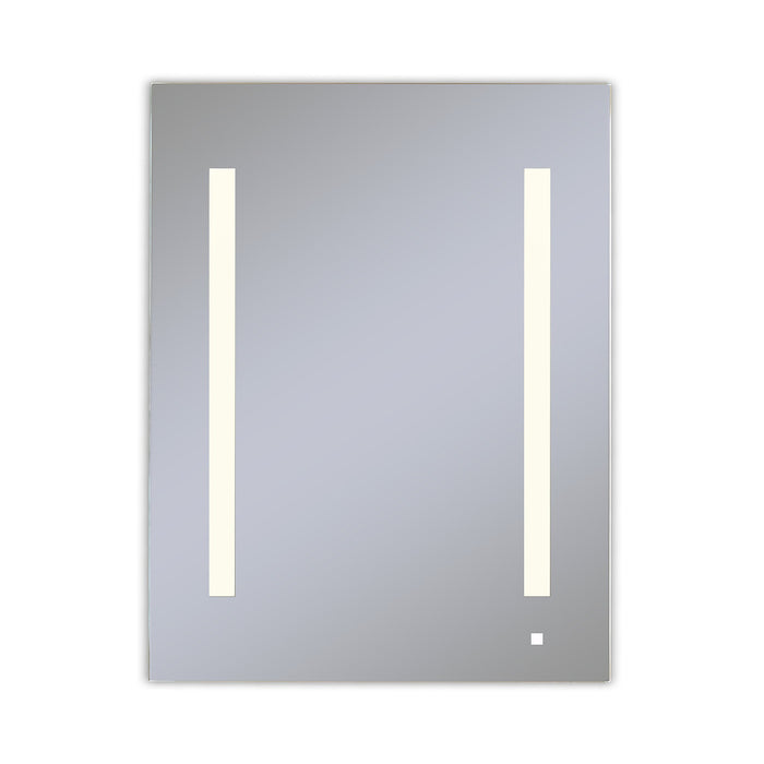 AiO 23-1/4" x 30" x 4" single door lighted cabinet with LED lighting at 2700 kelvin temperature (warm light), dimmable, built-in OM Audio, interior lighting, electrical outlet, USB charging ports, magnetic storage strip, left hinge