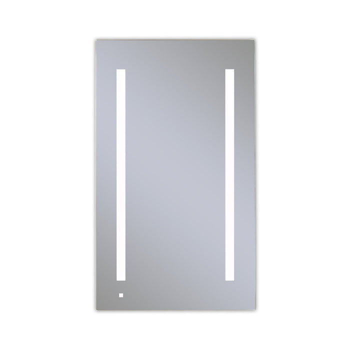 AiO 23-1/4" x 40" x 4" single door lighted cabinet with LUM LED lighting at 4000 kelvin temperature (cool light), dimmable, interior lighting, electrical outlet, USB charging ports, magnetic storage strip and right hinge
