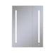 AiO 29-1/4" x 40" x 4" two door lighted cabinet with large door at left with LUM LED lighting at 4000 kelvin temperature (cool light), dimmable, built-in OM Audio, interior lighting, electrical outlet, USB charging ports and magnetic storage strip
