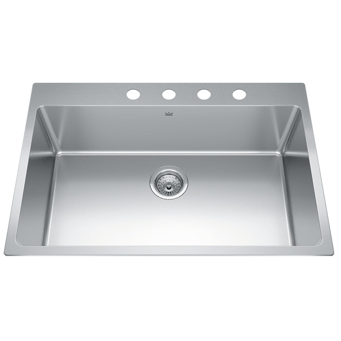 Kindred Brookmore Drop-In Single Bowl 30.88 x 20.9 in Stainless Steel Kitchen Sink - 4-Hole