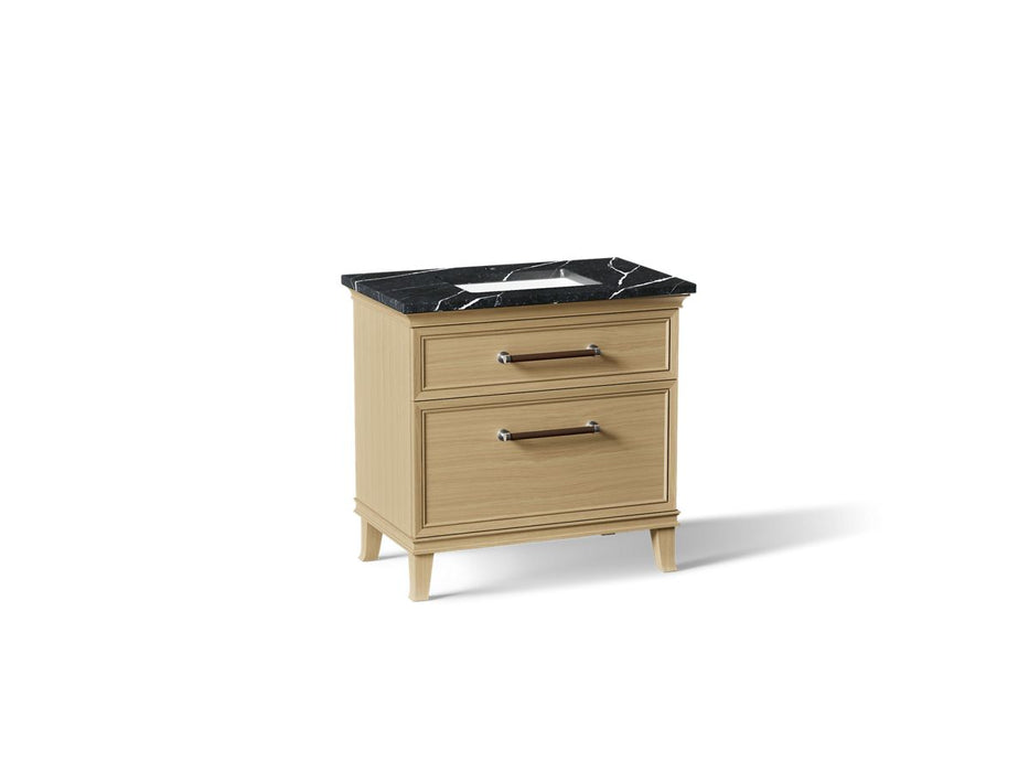 KOHLER K-CM33559-BD3 Artifacts 36" Bathroom Vanity Cabinet with Sink and Quartz Top - angled product view