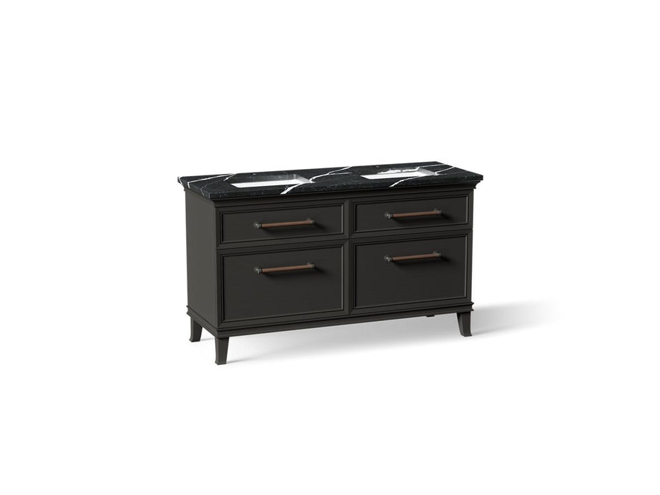 KOHLER K-CM33560-BD5 Artifacts 60" Bathroom Vanity Cabinet with Sinks and Quartz Top - angled product view