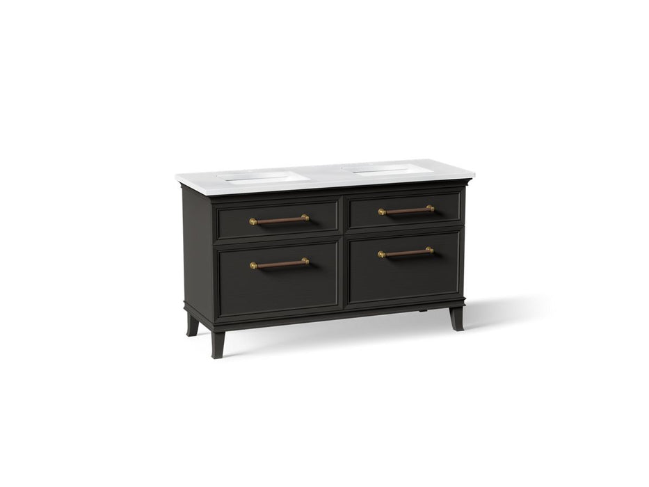 KOHLER K-CM33560-BD5 Artifacts 60" Bathroom Vanity Cabinet with Sinks and Quartz Top - angled product view