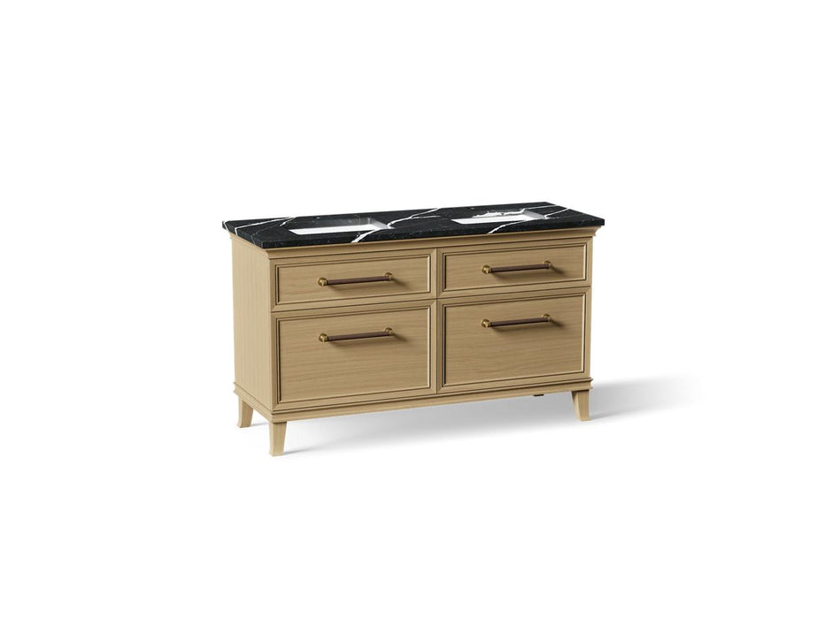KOHLER K-CM33560-BD5 Artifacts 60" Bathroom Vanity Cabinet with Sinks and Quartz Top - angled product view