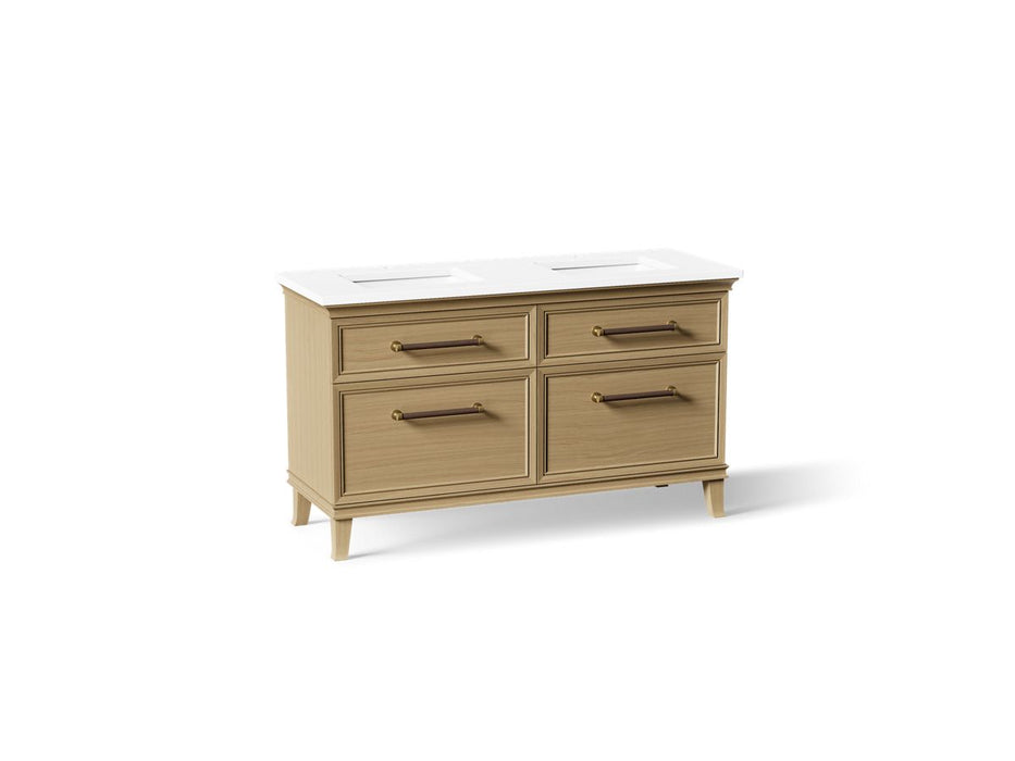 KOHLER K-CM33560-BD5 Artifacts 60" Bathroom Vanity Cabinet with Sinks and Quartz Top - angled product view
