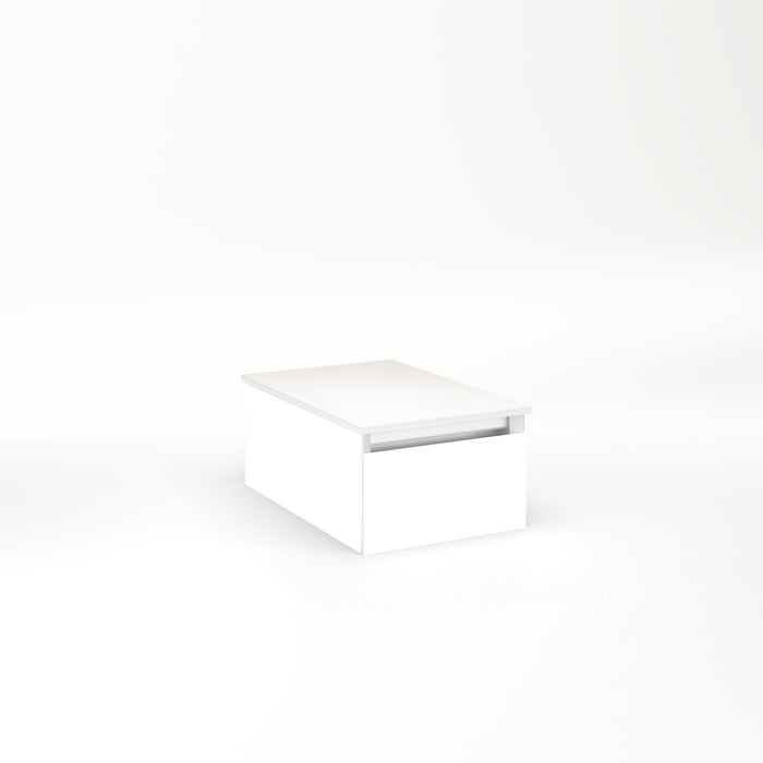 Cartesian 12-1/8" x 7-1/2" x 18-3/4" slim drawer vanity in white with slow-close full drawer and night light in 5000K temperature (cool light)