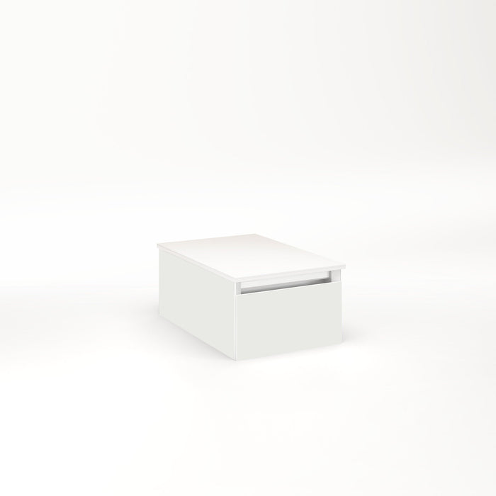 Cartesian 12-1/8" x 7-1/2" x 18-3/4" slim drawer vanity in beach with slow-close full drawer and night light in 5000K temperature (cool light)