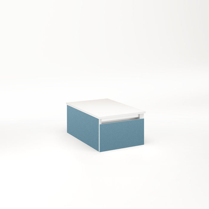 Cartesian 12-1/8" x 7-1/2" x 18-3/4" slim drawer vanity in ocean with slow-close full drawer and night light in 5000K temperature (cool light)