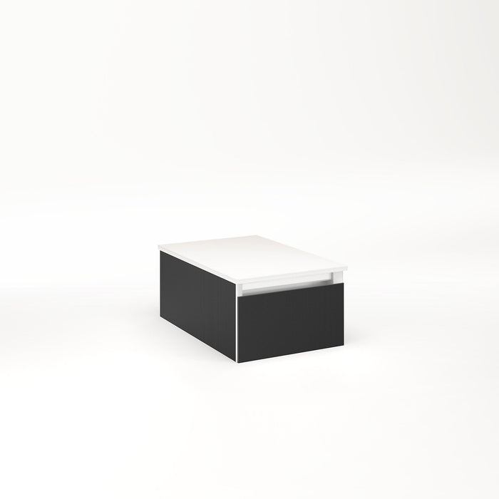 Cartesian 12-1/8" x 7-1/2" x 18-3/4" slim drawer vanity in smoke screen with slow-close full drawer and night light in 5000K temperature (cool light)