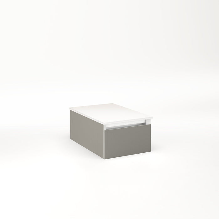 Cartesian 12-1/8" x 7-1/2" x 18-3/4" slim drawer vanity in silver screen with slow-close full drawer and no night light