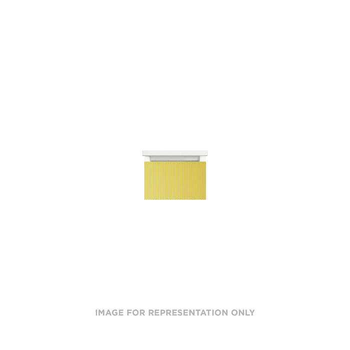 Cartesian 12-1/8" x 7-1/2" x 18-3/4" slim drawer vanity in reeded brass with slow-close full drawer and selectable night light in 2700K/4000K temperature (warm/cool light)