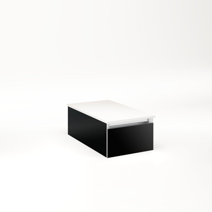 Cartesian 12-1/8" x 7-1/2" x 21-3/4" slim drawer vanity in black with slow-close full drawer and no night light