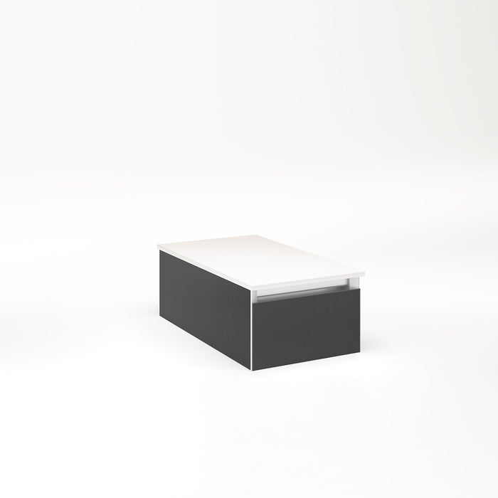 Cartesian 12-1/8" x 7-1/2" x 21-3/4" slim drawer vanity in smoke screen with slow-close full drawer and no night light