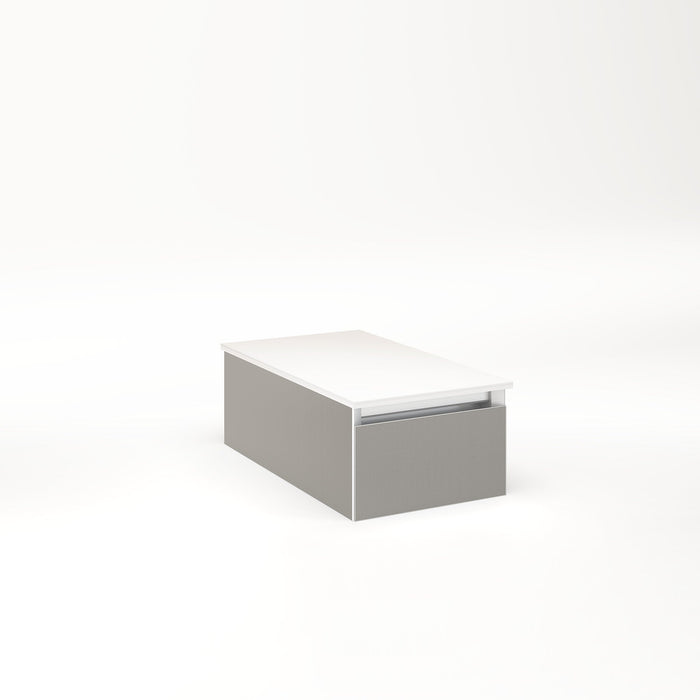 Cartesian 12-1/8" x 7-1/2" x 21-3/4" slim drawer vanity in silver screen with slow-close full drawer and night light in 5000K temperature (cool light)