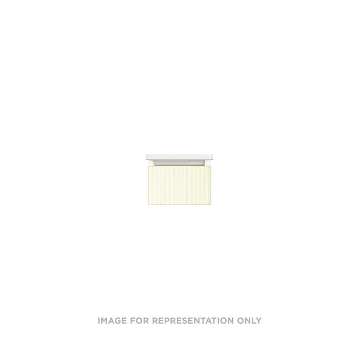 Cartesian 12-1/8" x 7-1/2" x 21-3/4" slim drawer vanity in reeded white with slow-close full drawer and selectable night light in 2700K/4000K temperature (warm/cool light)