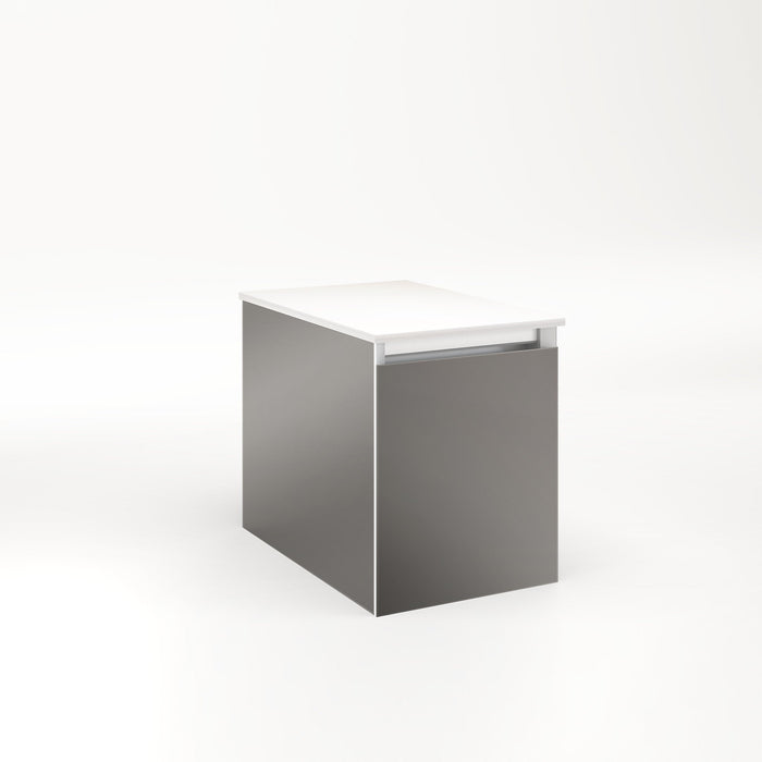 Cartesian 12-1/8" x 15" x 18-3/4" single drawer vanity in tinted gray mirror with slow-close full drawer and night light in 5000K temperature (cool light)