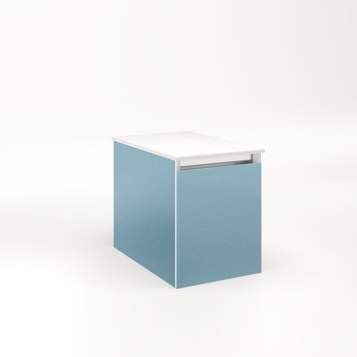 Cartesian 12-1/8" x 15" x 18-3/4" single drawer vanity in ocean with slow-close full drawer and no night light