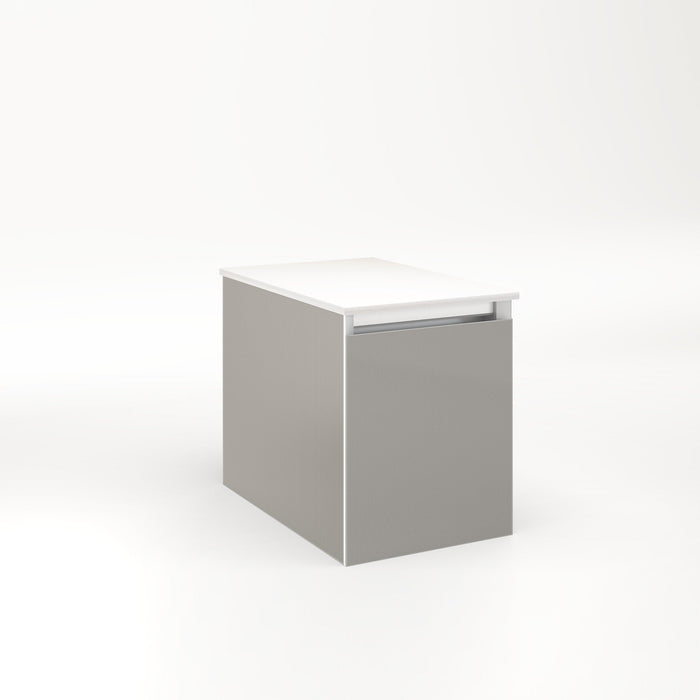 Cartesian 12-1/8" x 15" x 18-3/4" single drawer vanity in smoke screen with slow-close full drawer and night light in 5000K temperature (cool light)