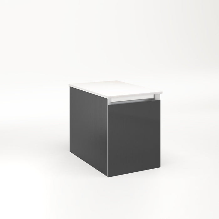 Cartesian 12-1/8" x 15" x 18-3/4" single drawer vanity in silver screen with slow-close full drawer and no night light