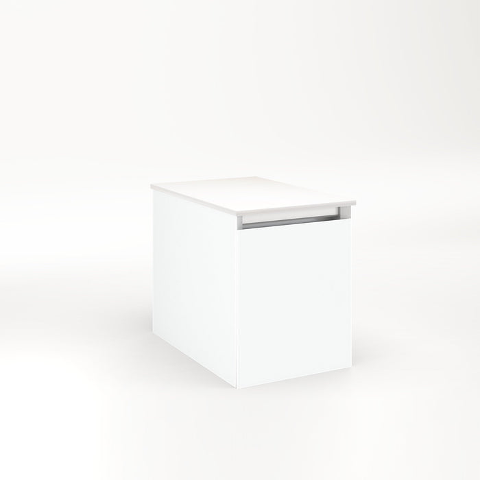 Cartesian 12-1/8" x 15" x 18-3/4" single drawer vanity in matte white with slow-close full drawer and no night light