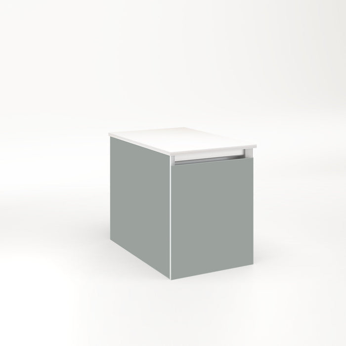 Cartesian 12-1/8" x 15" x 18-3/4" single drawer vanity in matte gray with slow-close full drawer and night light in 5000K temperature (cool light)