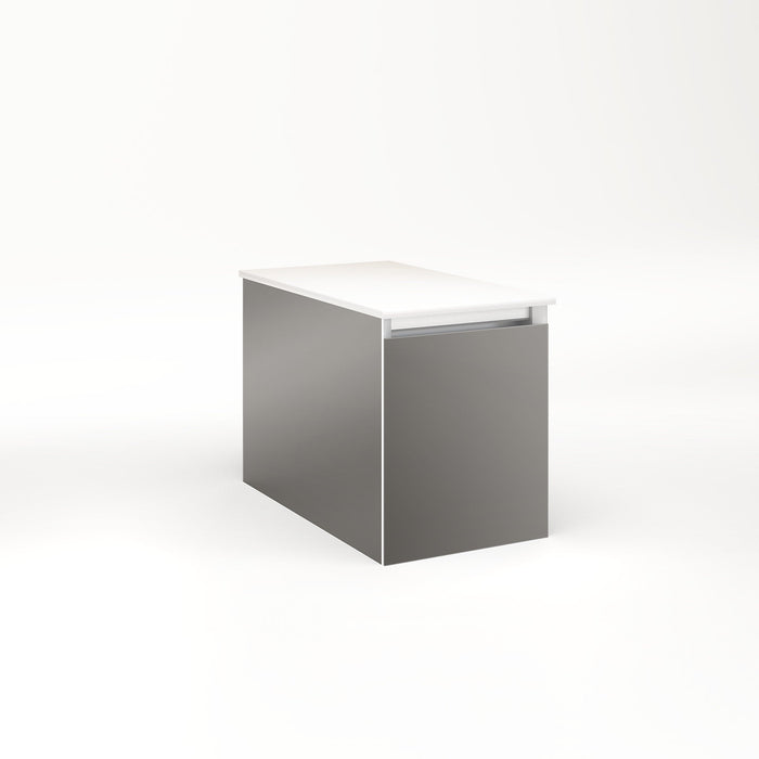 Cartesian 12-1/8" x 15" x 21-3/4" single drawer vanity in tinted gray mirror with slow-close full drawer and night light in 5000K temperature (cool light)