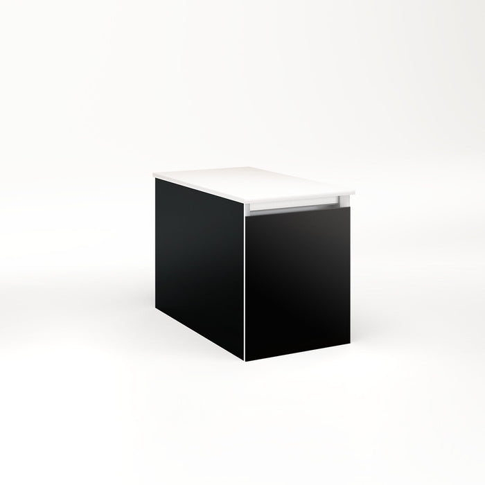 Cartesian 12-1/8" x 15" x 21-3/4" single drawer vanity in black with slow-close full drawer and night light in 5000K temperature (cool light)