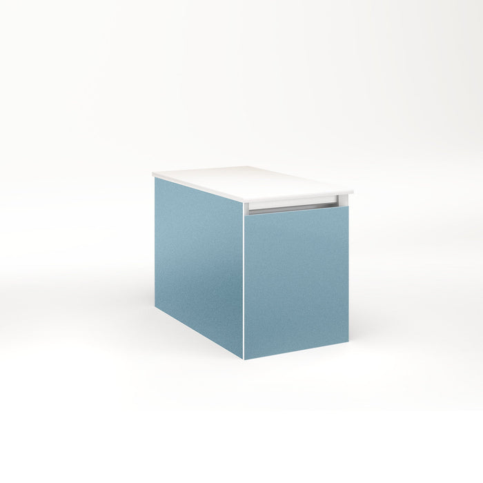 Cartesian 12-1/8" x 15" x 21-3/4" single drawer vanity in ocean with slow-close full drawer and night light in 5000K temperature (cool light)