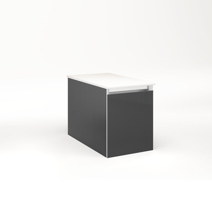 Cartesian 12-1/8" x 15" x 21-3/4" single drawer vanity in smoke screen with slow-close full drawer and no night light