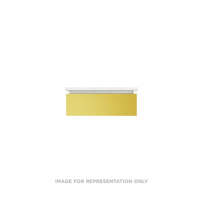 Cartesian 24-1/8" x 7-1/2" x 18-3/4" slim drawer vanity in reeded brass with slow-close full drawer and no night light