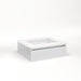 Cartesian 24-1/8" x 7-1/2" x 21-3/4" slim drawer vanity in satin white with slow-close full drawer and night light in 5000K temperature (cool light)