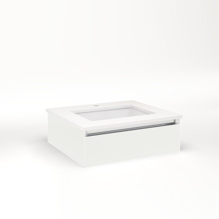 Cartesian 24-1/8" x 7-1/2" x 21-3/4" slim drawer vanity in beach with slow-close full drawer and night light in 5000K temperature (cool light)