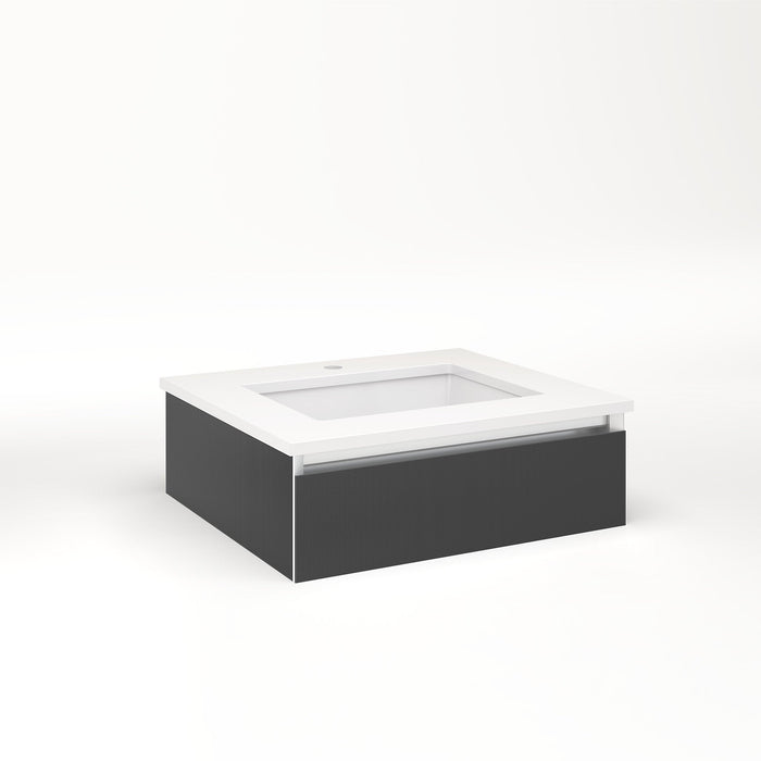 Cartesian 24-1/8" x 7-1/2" x 21-3/4" slim drawer vanity in smoke screen with slow-close full drawer and no night light