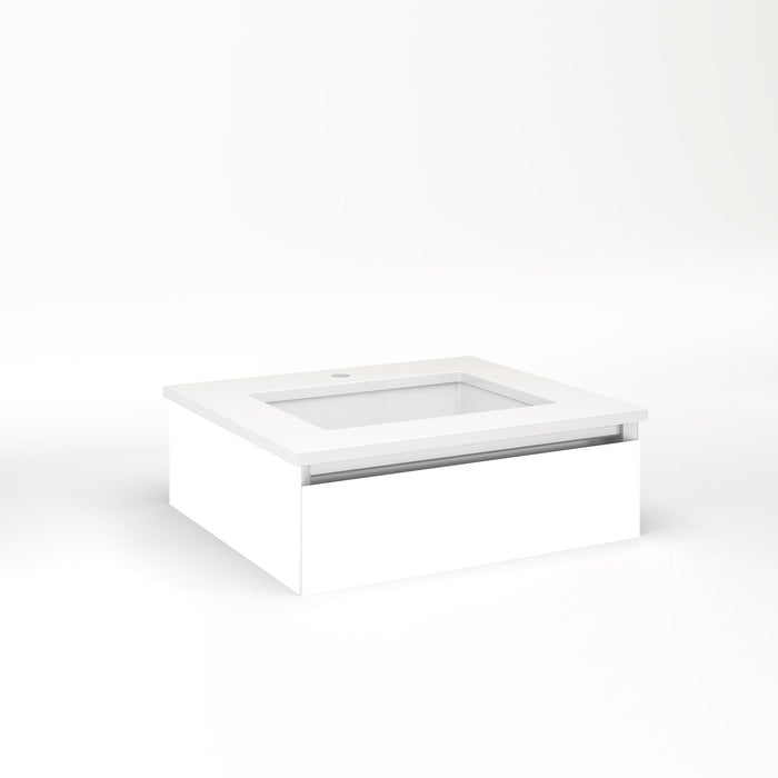 Cartesian 24-1/8" x 7-1/2" x 21-3/4" slim drawer vanity in white with slow-close tip out drawer and night light in 5000K temperature (cool light)