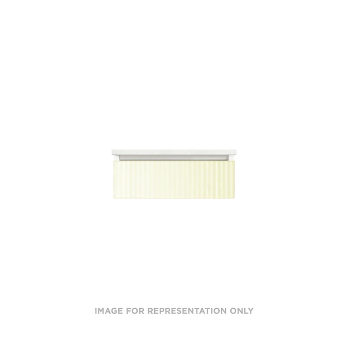 Cartesian 24-1/8" x 7-1/2" x 21-3/4" slim drawer vanity in reeded white with slow-close tip out drawer and no night light