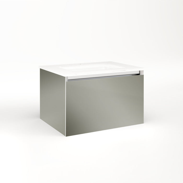 Cartesian 24-1/8" x 15" x 18-3/4" single drawer vanity in mirror with slow-close full drawer and no night light