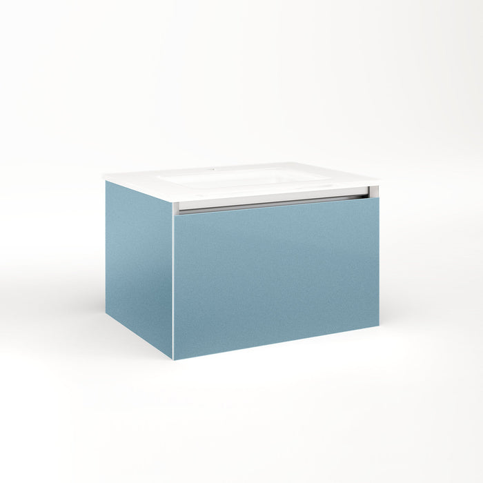 Cartesian 24-1/8" x 15" x 18-3/4" single drawer vanity in ocean with slow-close full drawer and night light in 5000K temperature (cool light)