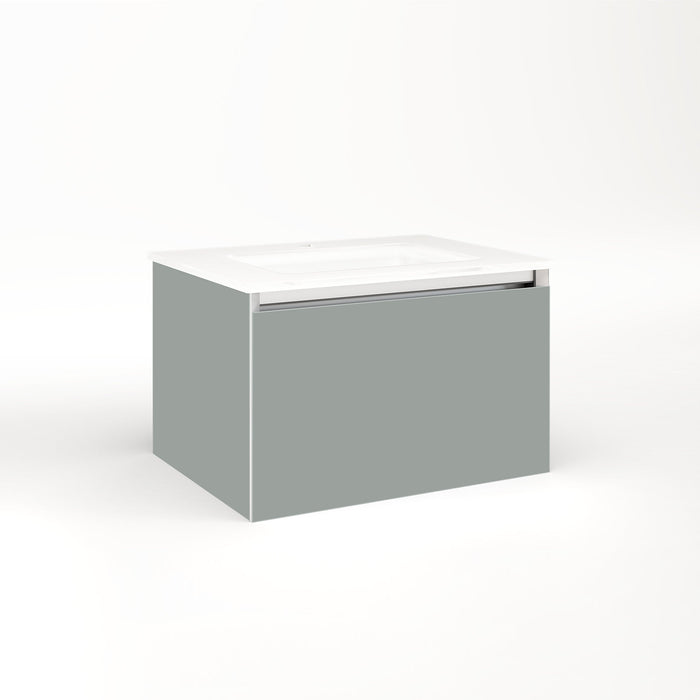 Cartesian 24-1/8" x 15" x 18-3/4" single drawer vanity in matte gray with slow-close full drawer and night light in 5000K temperature (cool light)