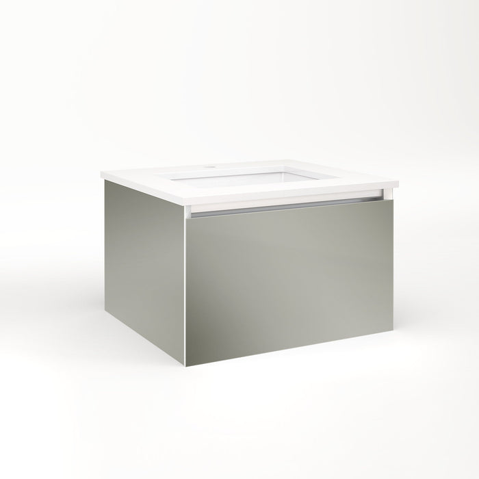 Cartesian 24-1/8" x 15" x 21-3/4" single drawer vanity in mirror with slow-close full drawer and night light in 5000K temperature (cool light)