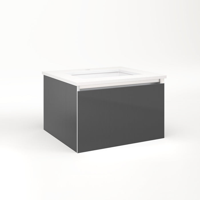 Cartesian 24-1/8" x 15" x 21-3/4" single drawer vanity in smoke screen with slow-close full drawer and no night light