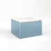Cartesian 24-1/8" x 15" x 21-3/4" slim drawer vanity in ocean with slow-close plumbing drawer and selectable night light in 2700K/4000K temperature (warm/cool light)