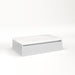 Cartesian 30-1/8" x 7-1/2" x 18-3/4" slim drawer vanity in satin white with slow-close plumbing drawer and selectable night light in 2700K/4000K temperature (warm/cool light)