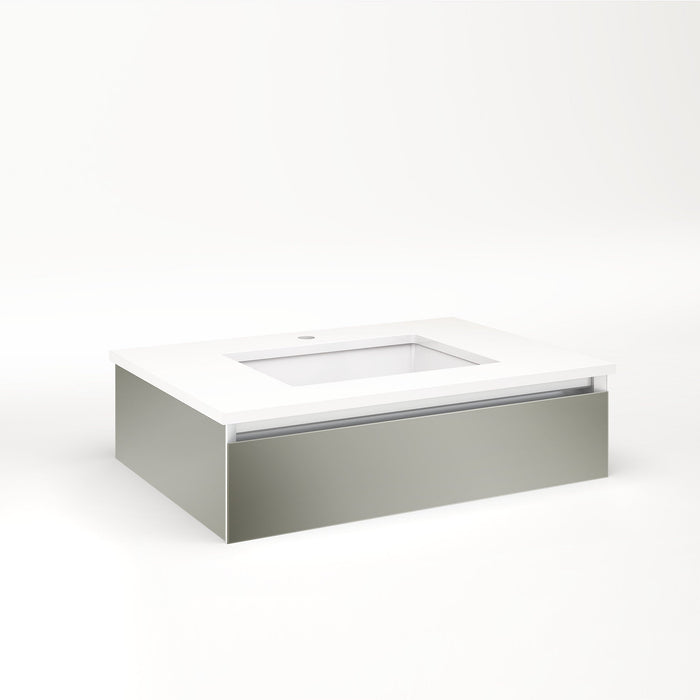 Cartesian 30-1/8" x 7-1/2" x 21-3/4" slim drawer vanity in mirror with slow-close full drawer and night light in 5000K temperature (cool light)