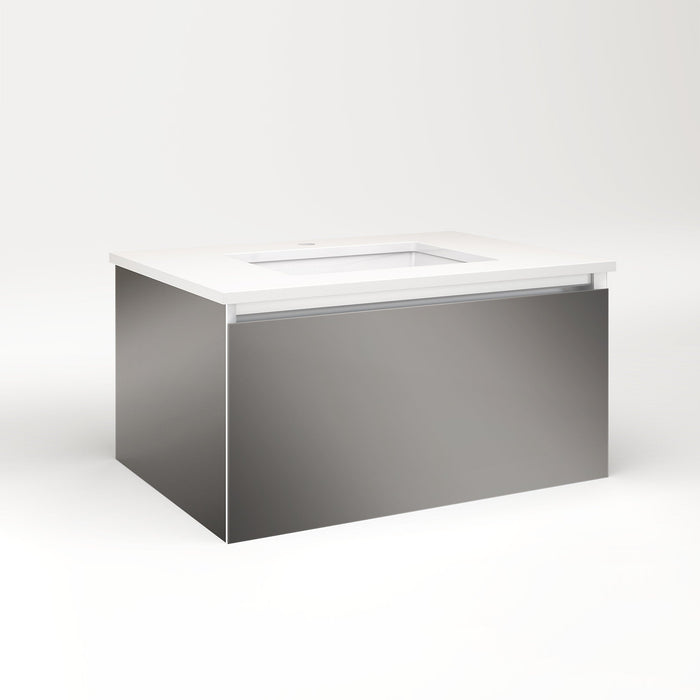 Cartesian 30-1/8" x 15" x 21-3/4" single drawer vanity in tinted gray mirror with slow-close full drawer and night light in 5000K temperature (cool light)