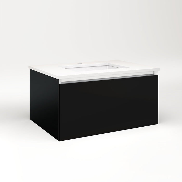 Cartesian 30-1/8" x 15" x 21-3/4" single drawer vanity in black with slow-close full drawer and night light in 5000K temperature (cool light)