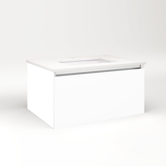 Cartesian 30-1/8" x 15" x 21-3/4" single drawer vanity in white with slow-close full drawer and night light in 5000K temperature (cool light)