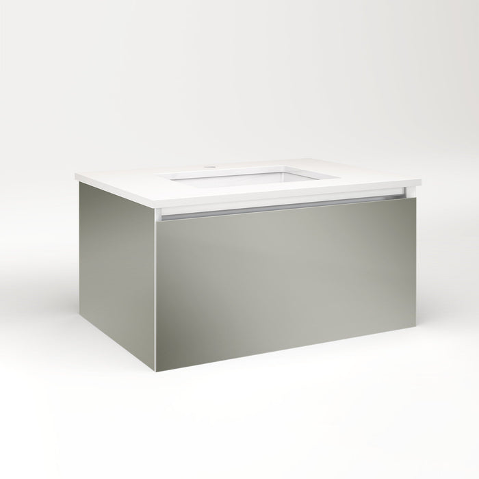 Cartesian 30-1/8" x 15" x 21-3/4" single drawer vanity in mirror with slow-close plumbing drawer and no night light