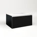 Cartesian 30-1/8" x 15" x 21-3/4" single drawer vanity in black with slow-close plumbing drawer and night light in 5000K temperature (cool light)